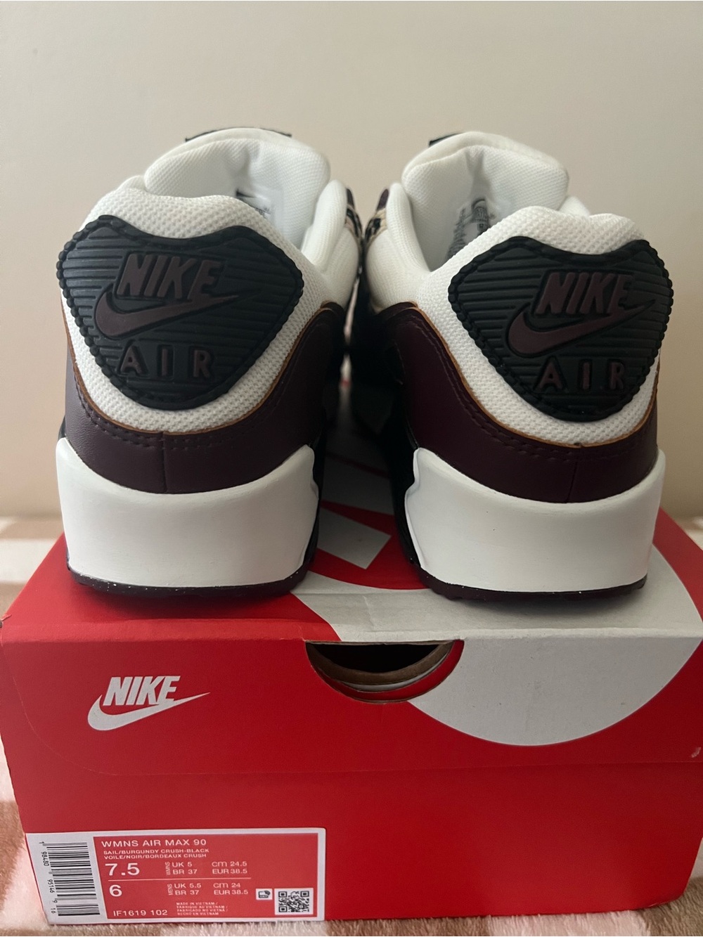 Nike Air Max 90 SE Sneakers Burgundy/Leopard IF1619 102 Women’s Sz 7.5 BNIB - Picture 12 of 16